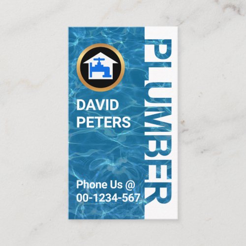 Blue Plumber Water Waves Business Card