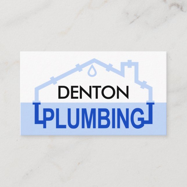 Blue PLUMBING Pipe Frame Business Card (Front)