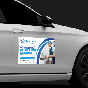 Blue Plumbing Service Repair Plumber Contractor Car Magnet