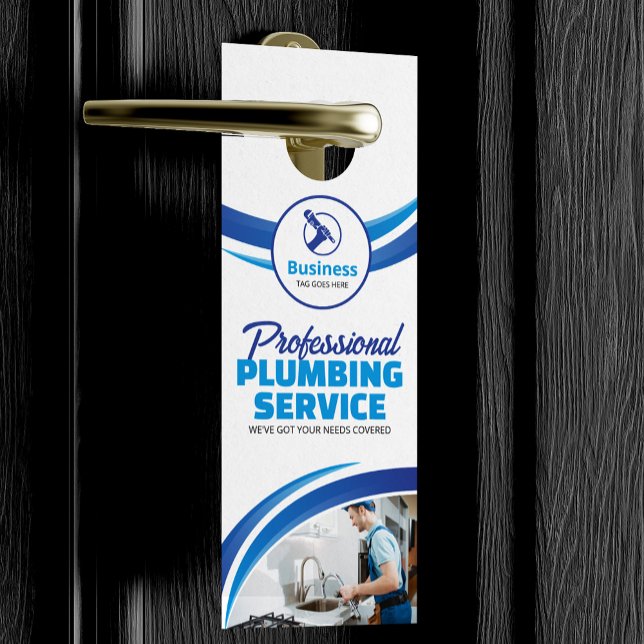 Blue Plumbing Service Repair Plumber Contractor Door Hanger (Creator Uploaded)
