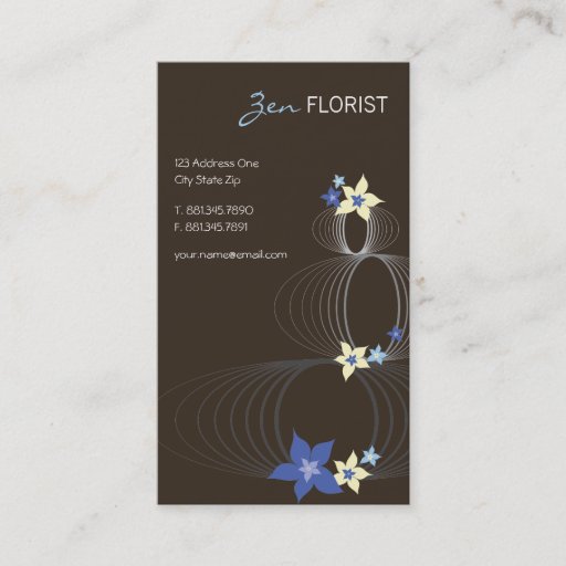 Customizable Blue Plumeria Frangipani Ikebana Stylish Blooms Business Card Templates
