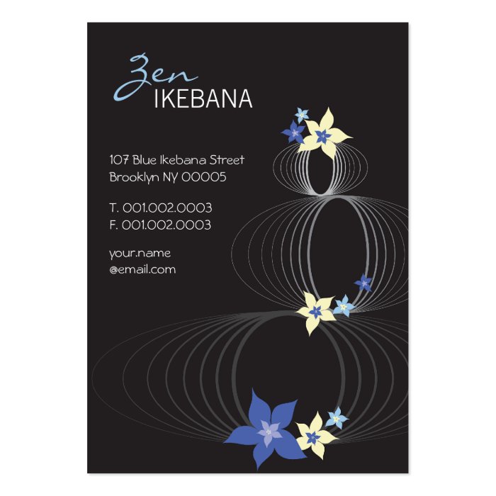 Blue Plumeria Frangipani Ikebana Stylish Blooms Business Card Template