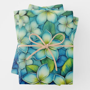 Blue Plumeria  Wrapping Paper Sheets
