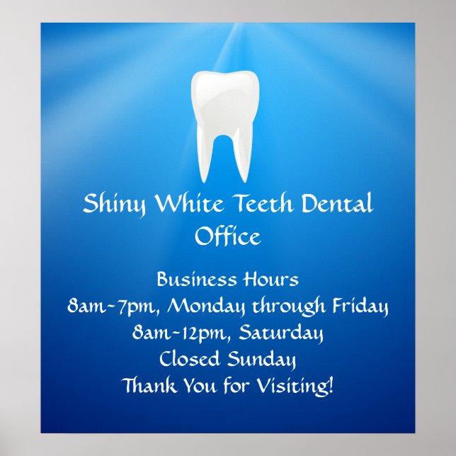 Blue Plunge Dental or Dentist Office Poster (Front)