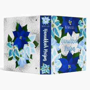 Blue Poinsettias Hanukkah Recipes 3 Ring Binder