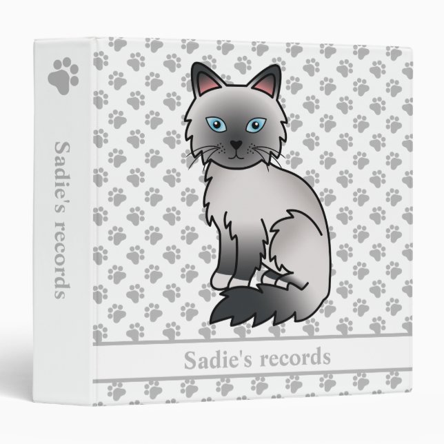 Blue Point Birman / Ragdoll Cat & Pet Records Text 3 Ring Binder (Front/Spine)