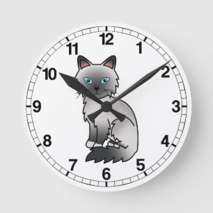 Blue Point Birman / Ragdoll Cat Round Clock