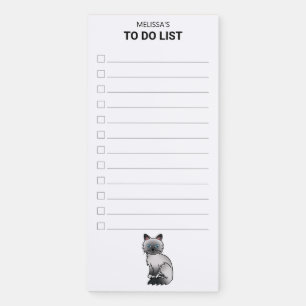 Blue Point Birman / Ragdoll Cat To Do List & Name Magnetic Notepad