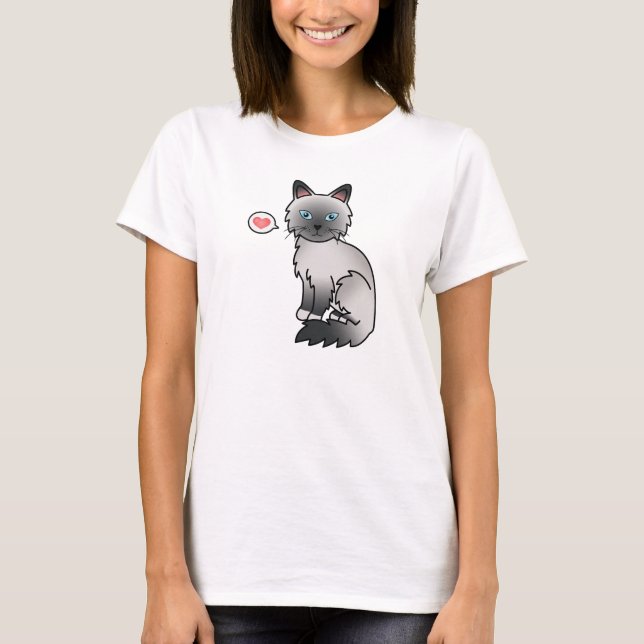 Blue Point Birman / Ragdoll Cat With A Heart T-Shirt (Front)