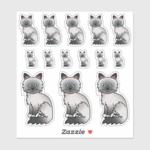 Blue Point Birman / Ragdoll Cute Cartoon Cats Sticker