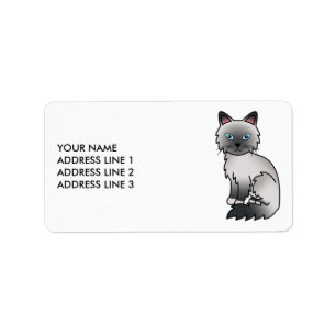 Blue Point Birman / Ragdoll Cute Cat & Custom Text Label