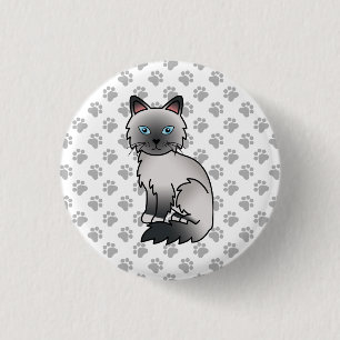 Blue Point Birman / Ragdoll Cute Cat & Paws Button