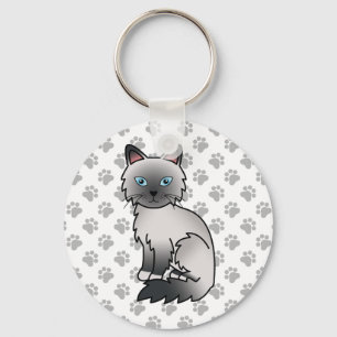 Blue Point Birman / Ragdoll Cute Cat & Paws Keychain