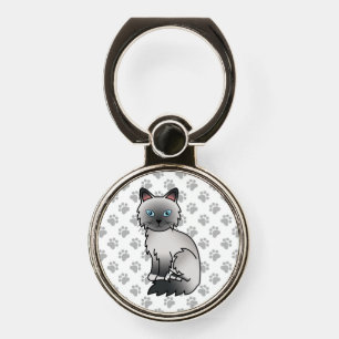 Blue Point Birman / Ragdoll Cute Cat & Paws Phone Ring Stand