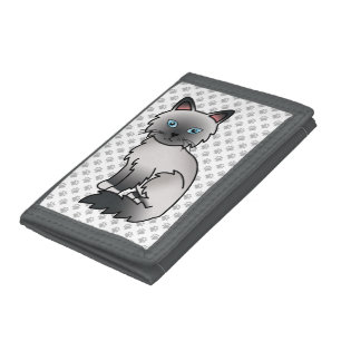 Blue Point Birman / Ragdoll Cute Cat & Paws Tri-fold Wallet