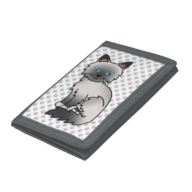 Blue Point Birman / Ragdoll Cute Cat & Paws Trifold Wallet (Bottom)