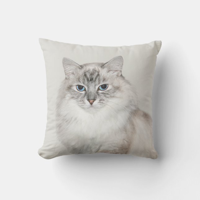 Blue point Himalayan cat Throw Pillow (Front)