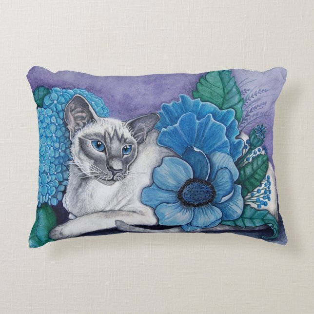 Blue Point Siamese Cat Accent Pillow (Front)