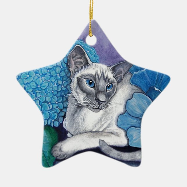 Blue Point Siamese Cat Ceramic Ornament (Front)
