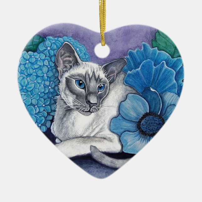 Blue Point Siamese Cat Ceramic Ornament (Front)