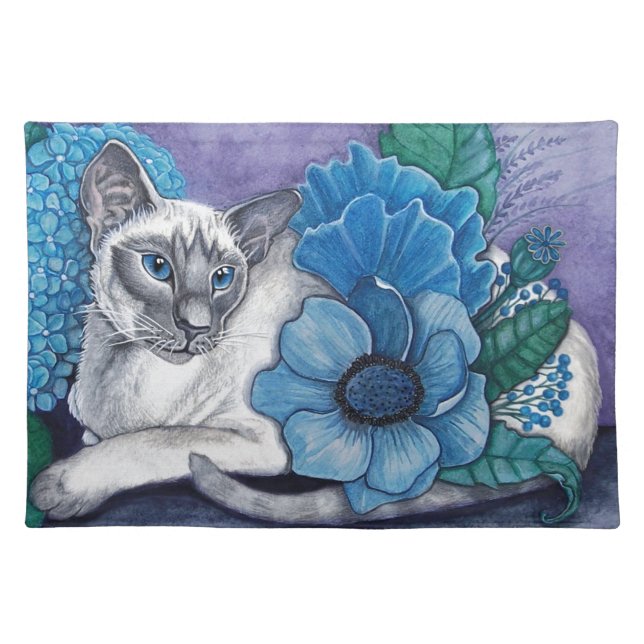 Blue Point Siamese Cat Cloth Placemat (Front)