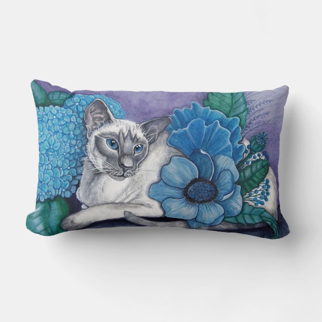 Blue Point Siamese cat Lumbar Pillow (Front)