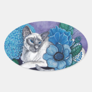 Blue Point Siamese Cat Oval Sticker