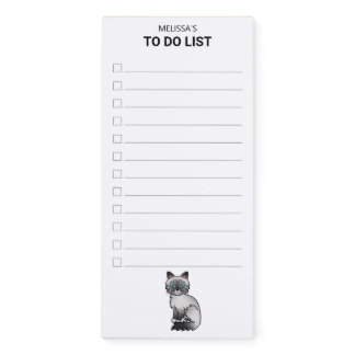 Blue Point Tabby Birman Cat To Do List &amp; Name Magnetic Notepad