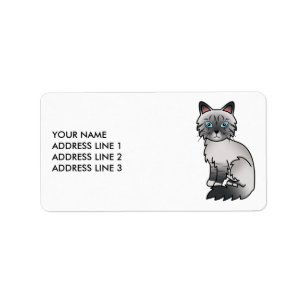 Blue Point Tabby Birman/Ragdoll Cat & Custom Text Label