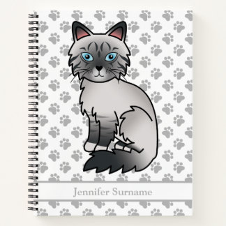 Blue Point Tabby Birman/Ragdoll Cat &amp; Custom Text Notebook