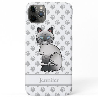 Blue Point Tabby Birman / Ragdoll Cute Cat &amp; Name iPhone 11 Pro Max Case
