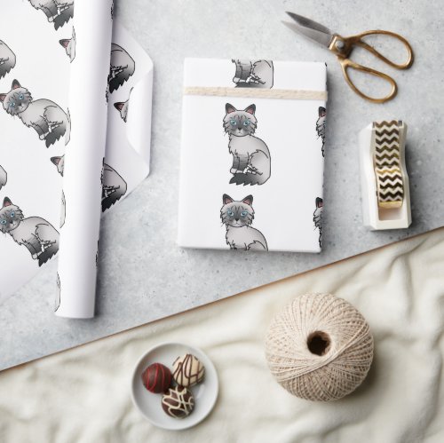 Blue Point Tabby Birman  Ragdoll Cute Cat Pattern Wrapping Paper