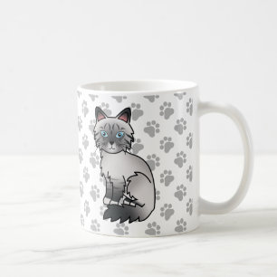 Blue Point Tabby Birman / Ragdoll Cute Cat & Paws Coffee Mug