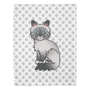 Blue Point Tabby Birman / Ragdoll Cute Cat & Paws Duvet Cover