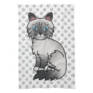 Blue Point Tabby Birman / Ragdoll Cute Cat &amp; Paws Kitchen Towel
