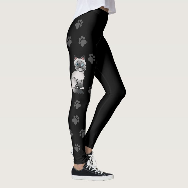 Blue Point Tabby Birman / Ragdoll Cute Cat & Paws Leggings (Right)