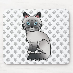 Blue Point Tabby Birman / Ragdoll Cute Cat & Paws Mouse Pad