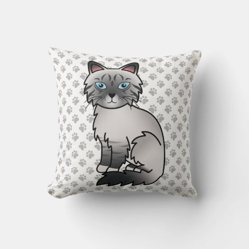 Blue Point Tabby Birman  Ragdoll Cute Cat  Paws Throw Pillow