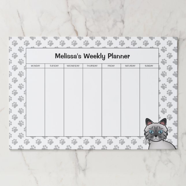 Blue Point Tabby Birman/Ragdoll Weekly Planner Paper Pad (Front)