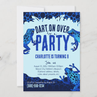 Blue Poison Dart Frog Birthday invitation