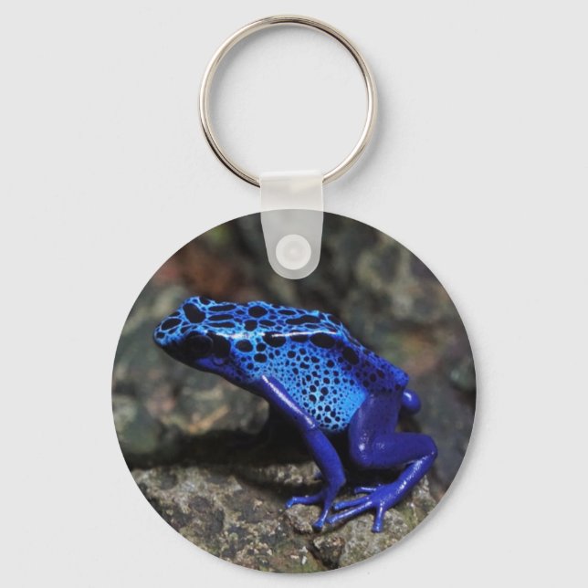 Blue Poison Dart Frog, Bright Blue Frog Keychain (Front)