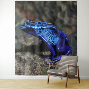 Blue Poison Dart Frog, Bright Blue Frog Tapestry