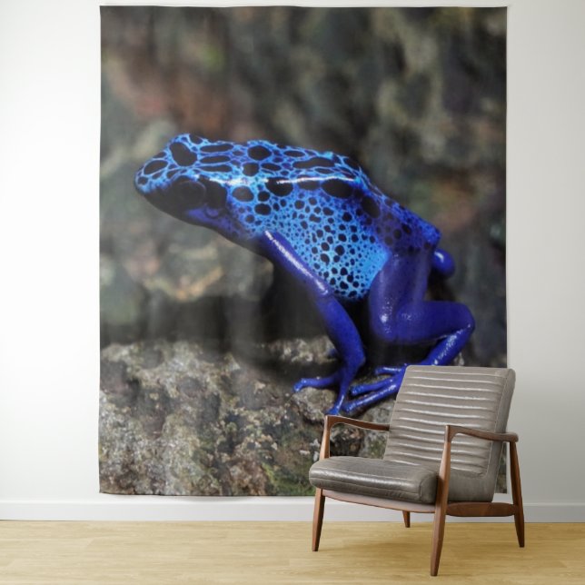 Blue Poison Dart Frog, Bright Blue Frog Tapestry (In Situ)