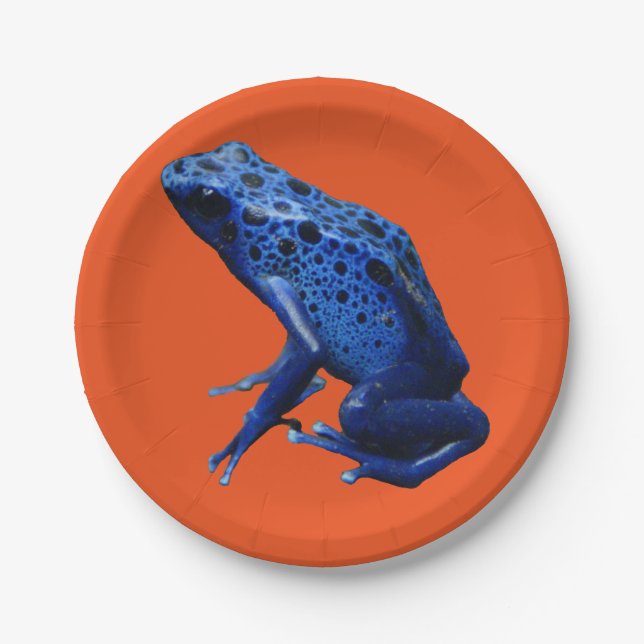 Blue Poison Dart Frog Paper Plates (Front)