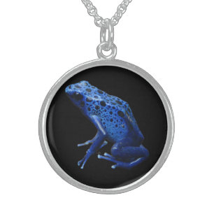 Blue Poison Dart Frog Sterling Silver Necklace