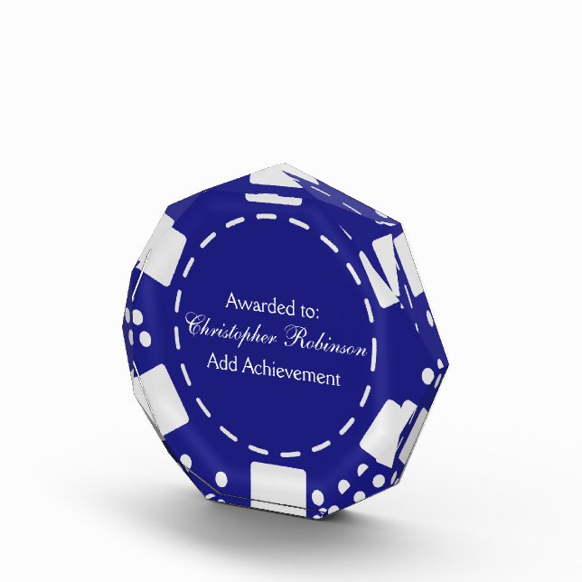 Blue Poker Chip Acrylic Award (Right)