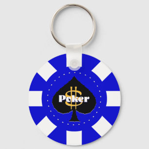 Blue Poker Chip Keychain
