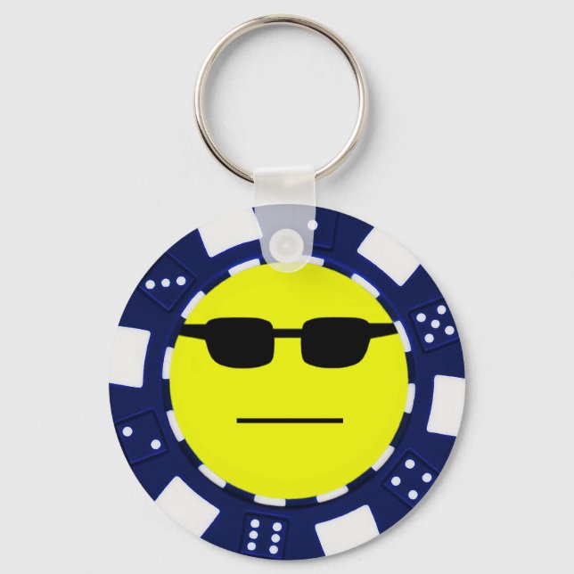 blue pokerface keychain (Front)