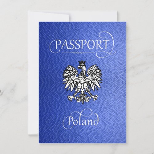Blue Poland Passport Save the Date Card