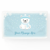 Blue Polar Bear Baby Shower Banner